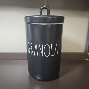 Rae Dunn GRANOLA black loop canister